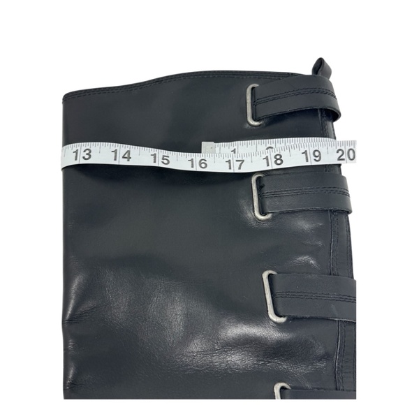 Arturo Chiang Elsie Tall Knee Leather Riding Moto Black Boot - Picture 9 of 13